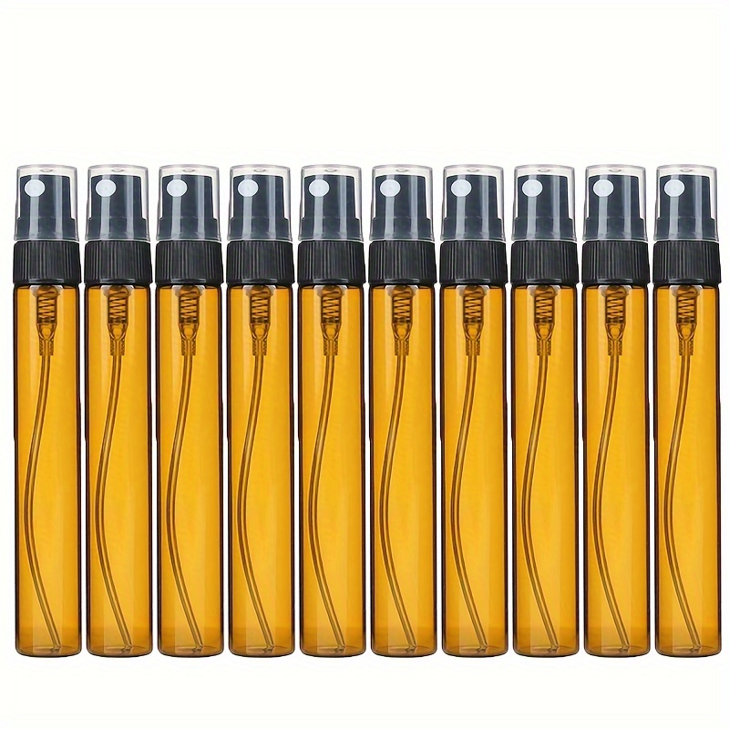 

10pcs Mini Amber Glass Perfume Atomizers 2ml/3ml/5ml/10ml -, Fine Bottles With Plastic Nozzle For Essential Oils & Travel - Amber Tone For , Perfume Refillable Bottles