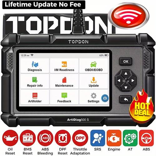ad500s scanner for vehicle diagnostics of reading engine abs srs and transmission codes along with five reset services