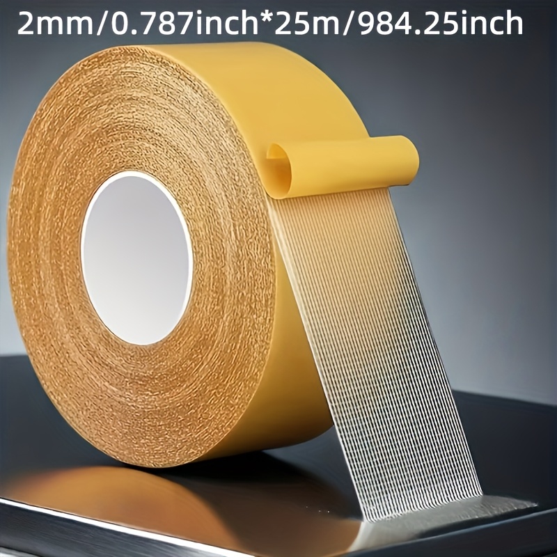 E-shop 1 Rolle 25m Superstarkes Doppelseitiges Klebeband – Rückstandsfrei, Hochviskoses Kunststoff-Gitterband, Geeignet für Holz, Metall, Glas,