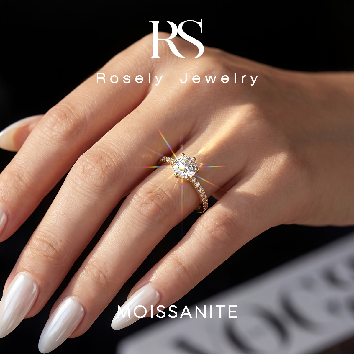 Sparkling 0.5Ct Moissanite Rings for Women, Luxury Engagement
