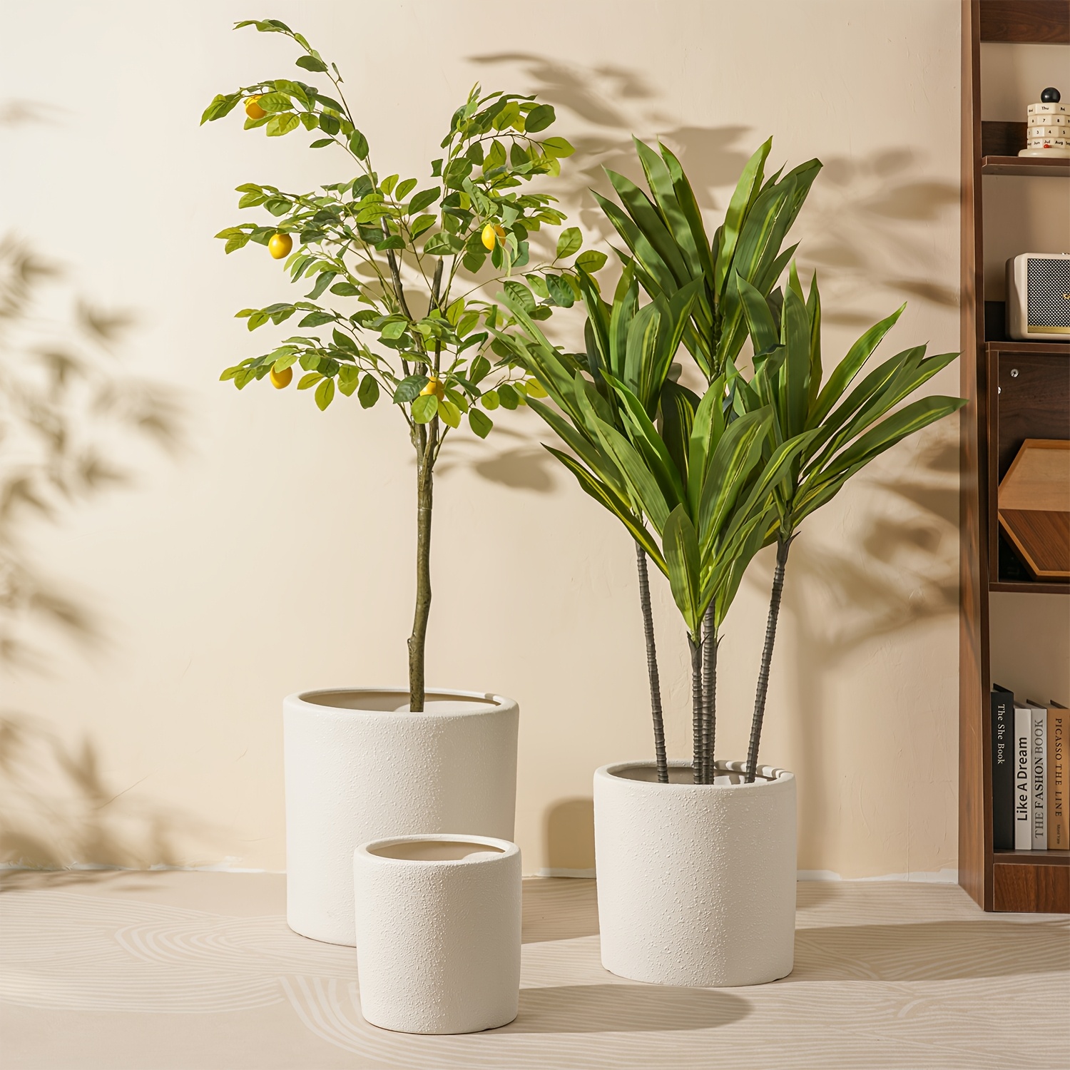 Plant Pots 14.76/11.61/9.25 Inch, Flower Pots with Mesh Drainage Holes,  Large Planters for Indoor Outdoor Garden Plants and Flowers (White)  Gardening Gift,home Decor