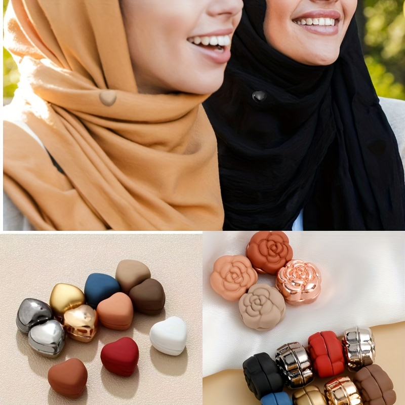 8pcs Hijab Magnets, Strong Magnetic Hijab Pins Buttons No-Snag Hijab Pins Magnetic Scarf Clasp Multi-Purpose Pinless Brooch For Women Clothing Scarf (Color A
