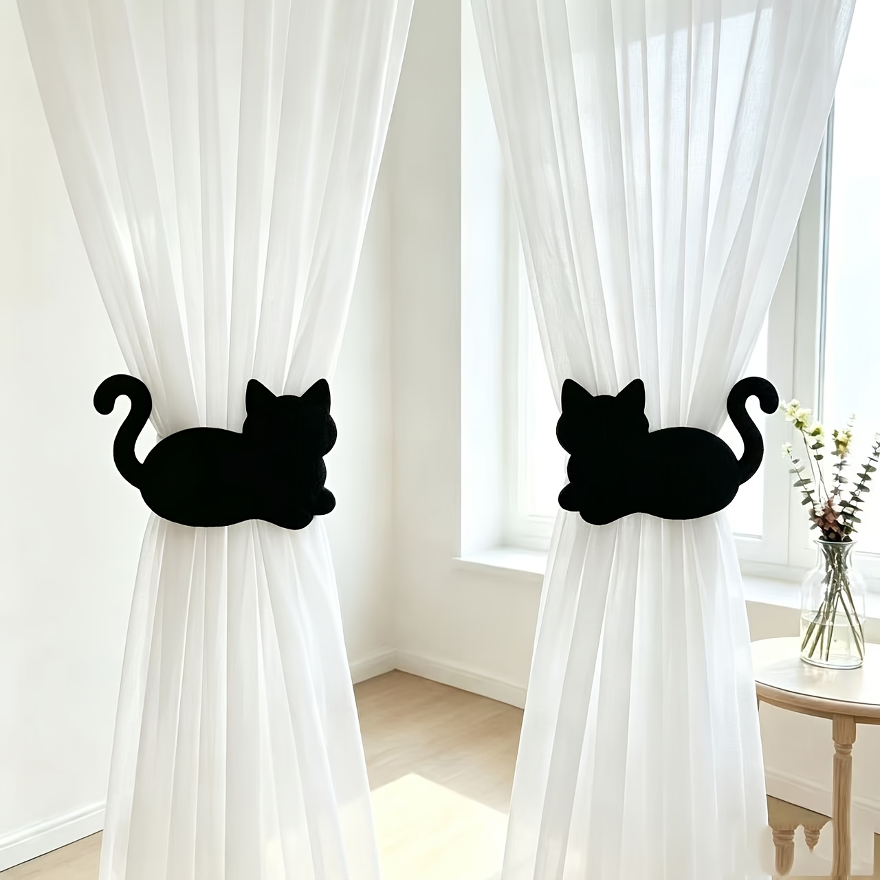 TEMU 1 paire de serre-rideaux mignons à motif de chat et de papillon, supports de rideaux, attaches de rideaux, adaptés à la décoration de et du
