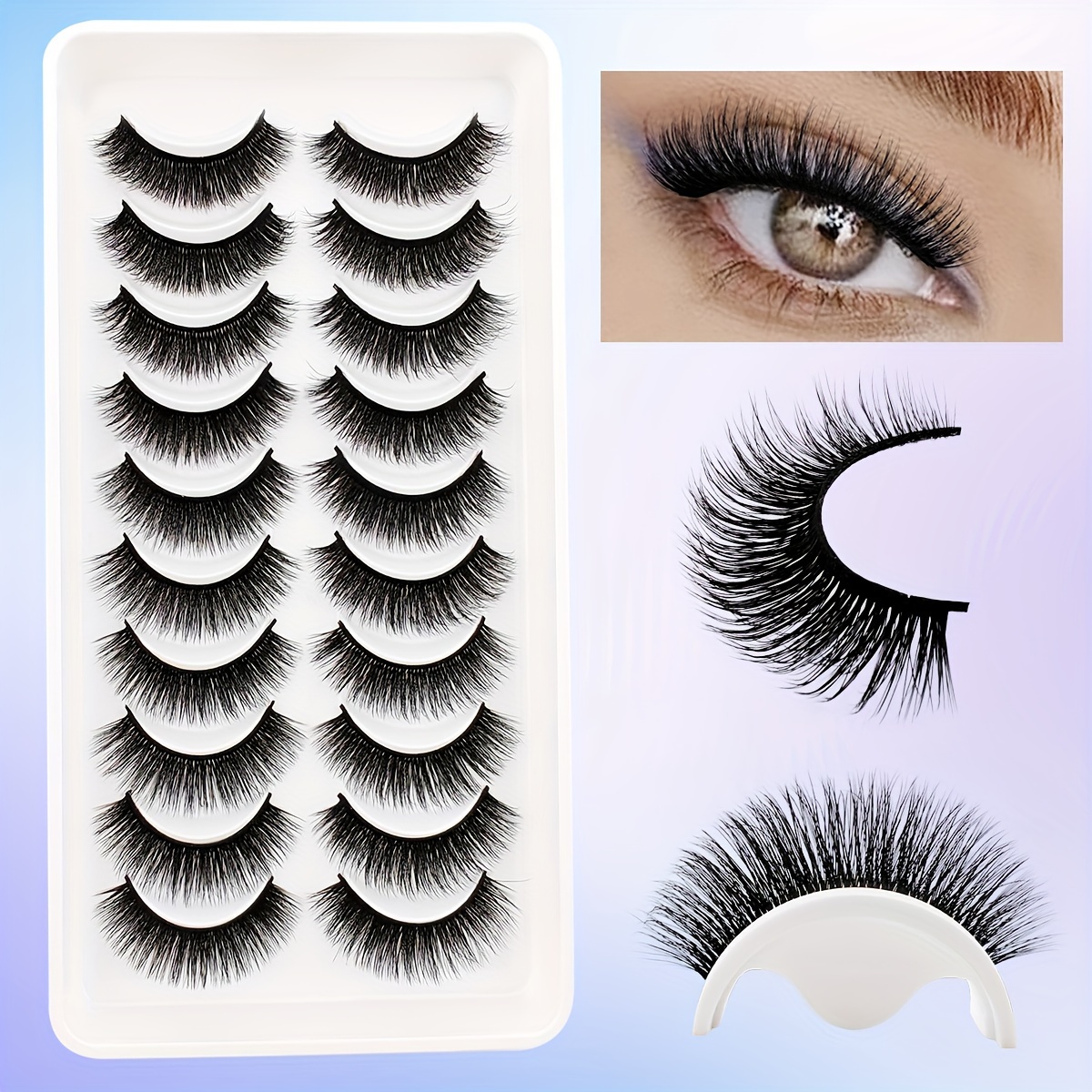 10-pair Pack Of Dense, Fluffy, Natural, Versatile Mink Eyelashes