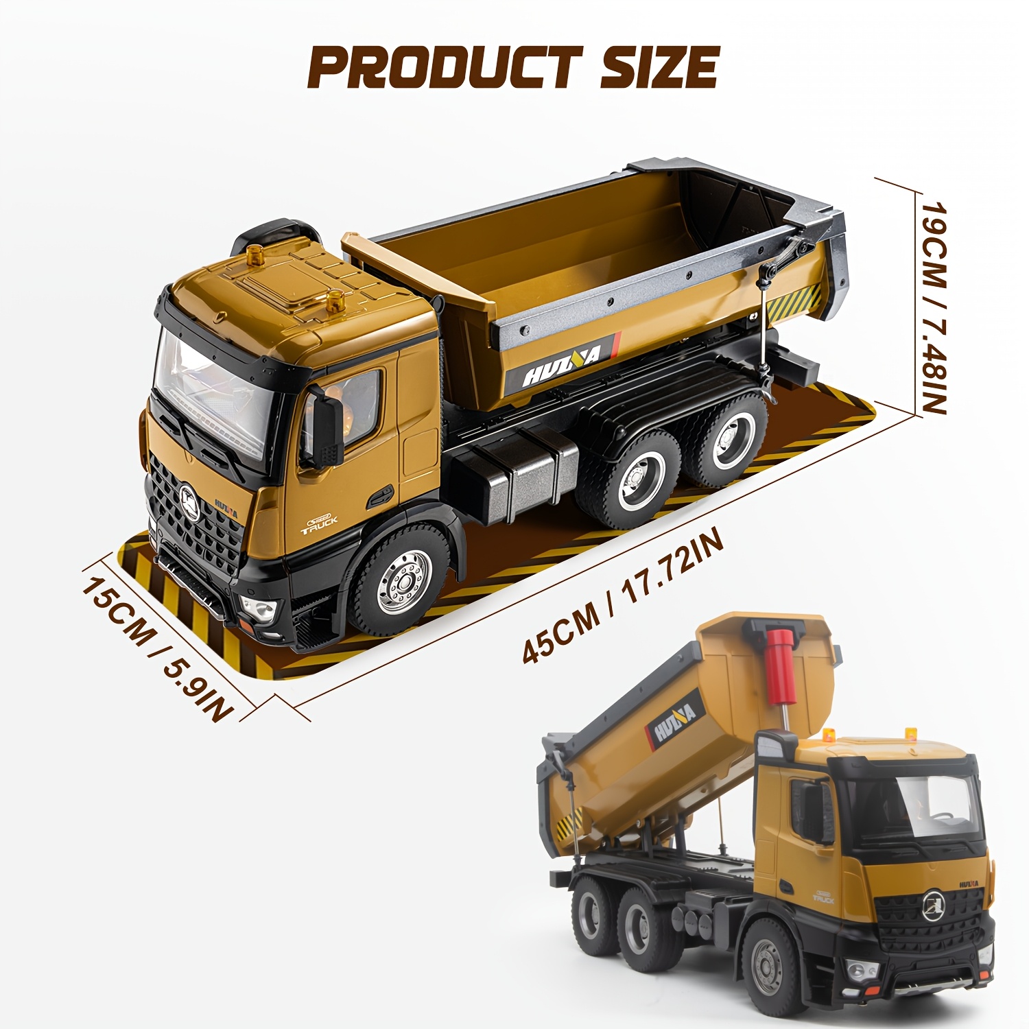 Camión Volquete RC De Aleación 1:14 – 6WD Todoterreno Con 14 Canales, Luces LED Y Cama Inclinable – RTR Para Adultos Y Coleccionistas
