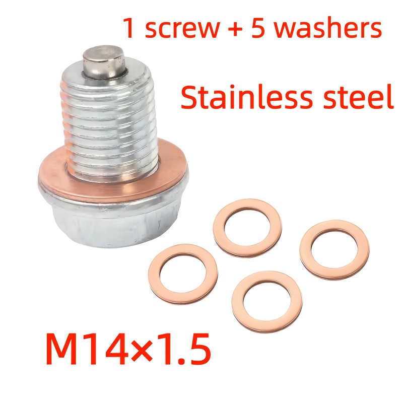 6pcs Stainless Steel Engine Drain Plug Screws Nuts Bolts Oil Pan Nuts M12/14/16/1.25 1.5 1.75