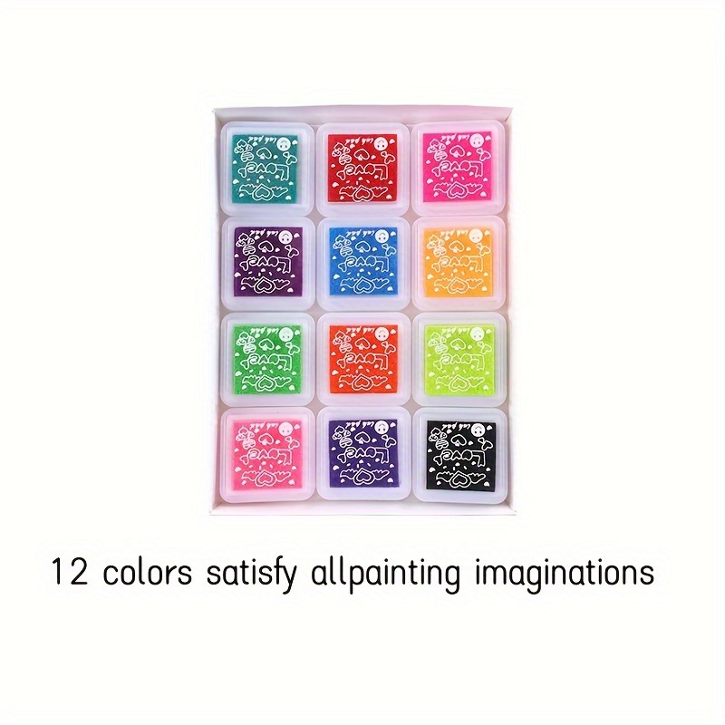 

12pcs Ink Set - Assorted Colors For Diy Crafts, Scrapbooking & Party Favors - Plastic Material