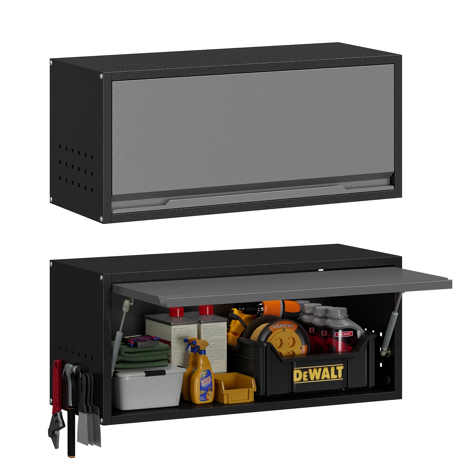 Metal Wall Cabinet, Garage Wall Cabinet With Up-flip Door, " W Wall Mounted Metal Storage Cabinet For Kitchen, Garage, Basement, . -" W*12.6d*13.8h (grey)