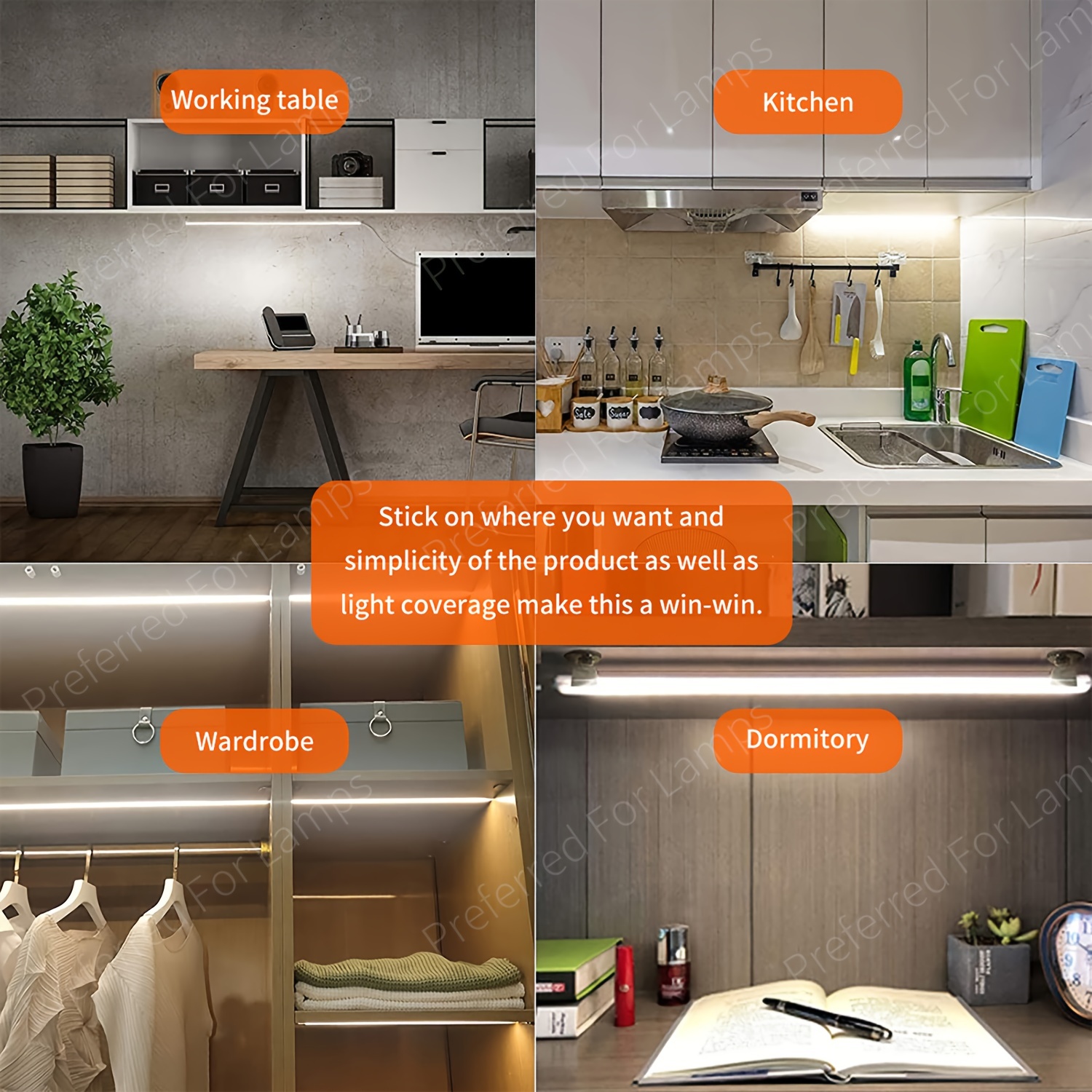USB Plug-In LED Desk Light Bar for Kitchen & Cabinet