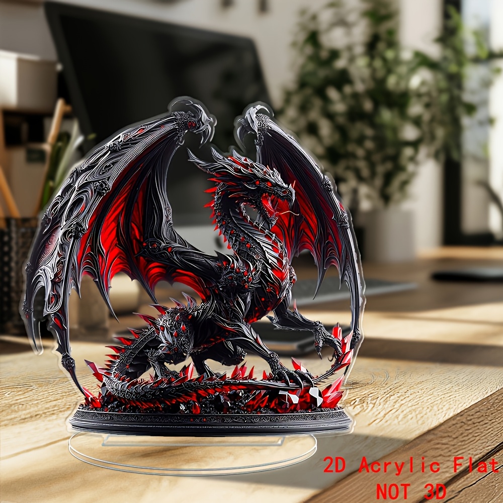 

Gothic Dragon 2d Acrylic Statue With Base, Suitable For Decoration On Desks, Bedrooms, Offices, Restaurants, Bars, Bathrooms, Living Rooms, Kitchens, Etc., Suitable For Room Types, Gift