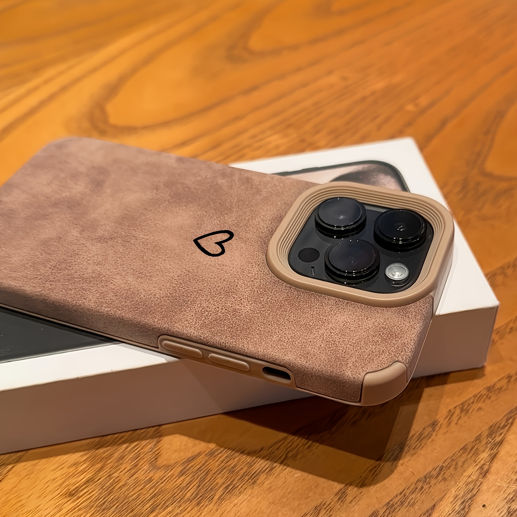 TEMU Phone Case: This Stylish And Creative Phone Case Features A Heart- With A Synthetic Leather Texture. A Fashionable, Lightweight, High-quality