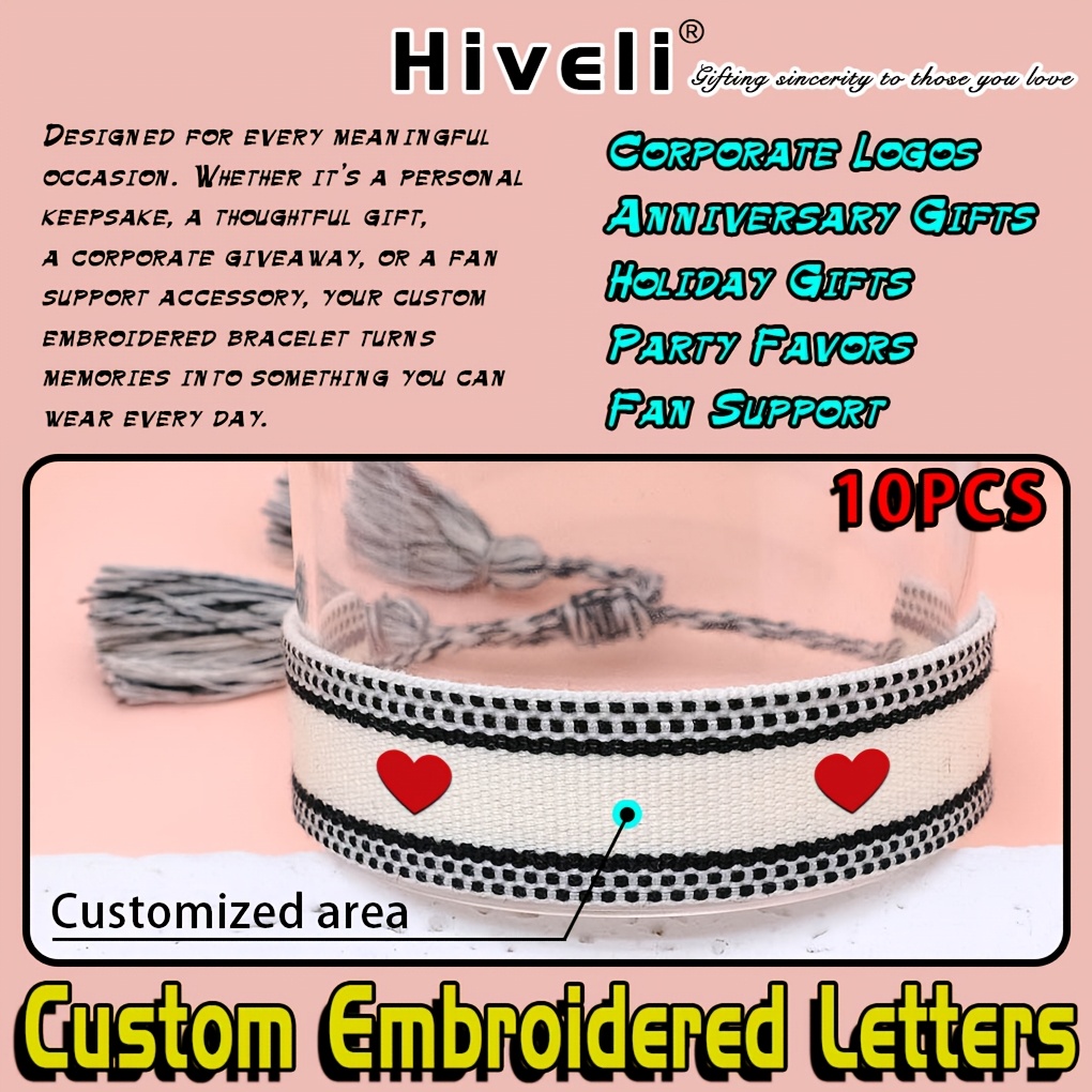 Personalized Hand-Woven Bohemian Bracelet with Double Heart