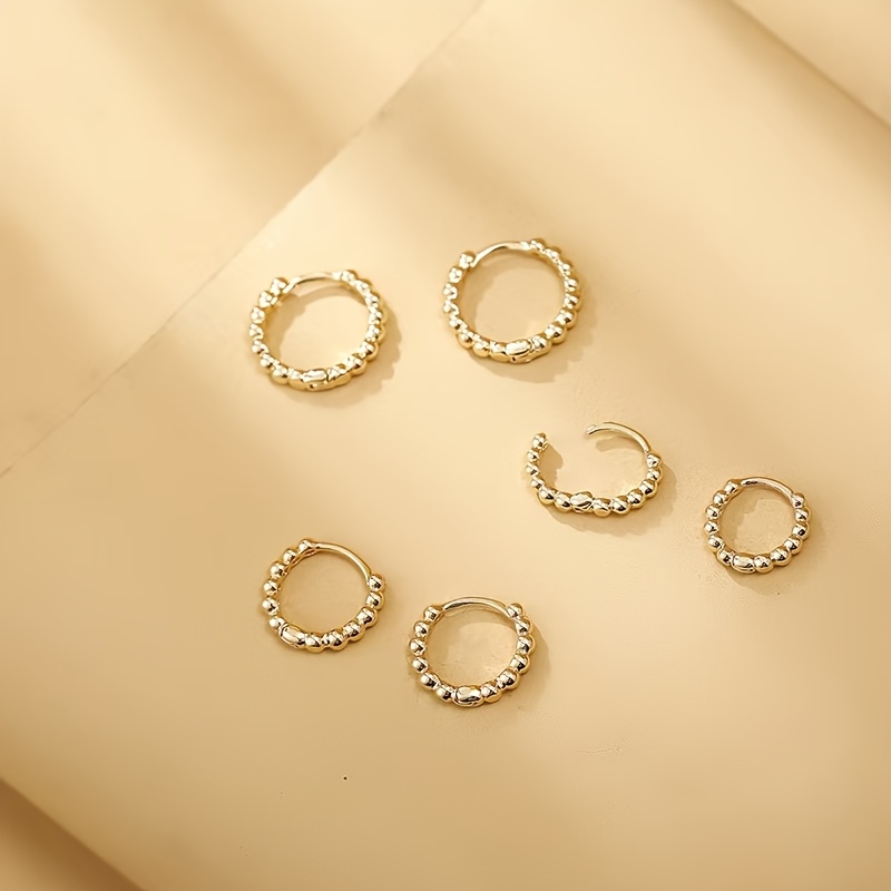 6pcs 3 Sizes Of Round Bead Ear Buckles, Small And Exquisite, Buckles