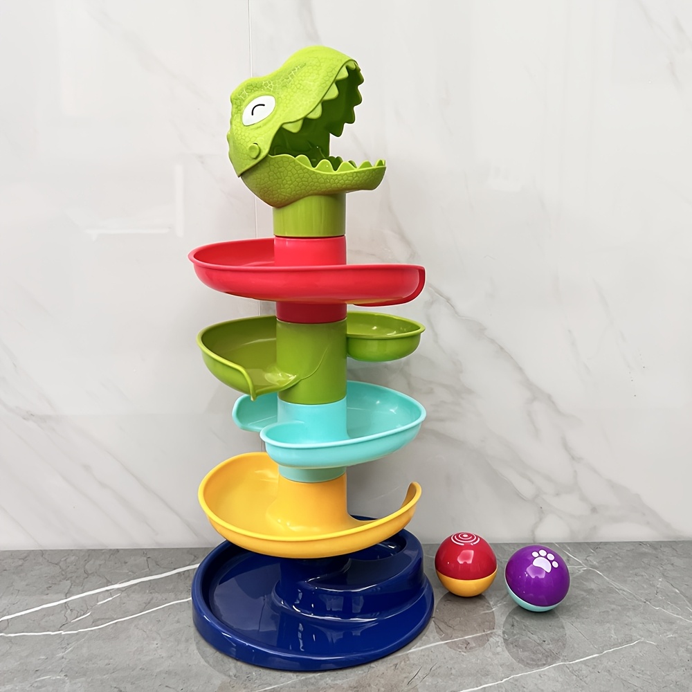 Image of Children's Sliding Ball Track Tower Stacking Toy, Toy For Kids, Color Recognition And Hand-eye Coordination, Abs Material Colorful Rolling , Birthday Gift, Thanksgiving, Christmas Gift