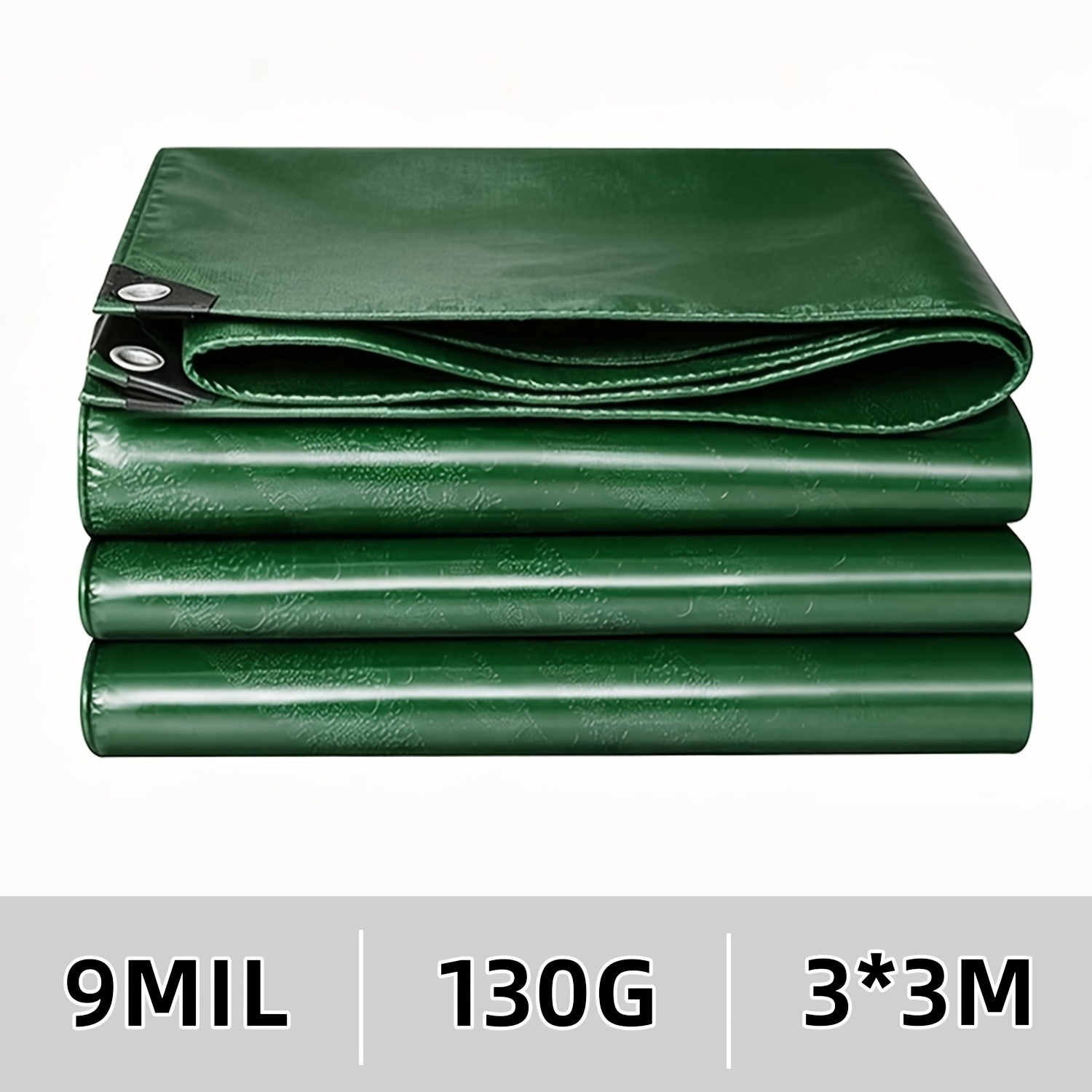 TEMU Polyethylene Tarpaulin, 130 G/m², With Metal Eyelets, 3ft/0.91m Eyelet , 2m X , Green/silvery, Suitable For Woodwork, Garden Furniture, Cars,