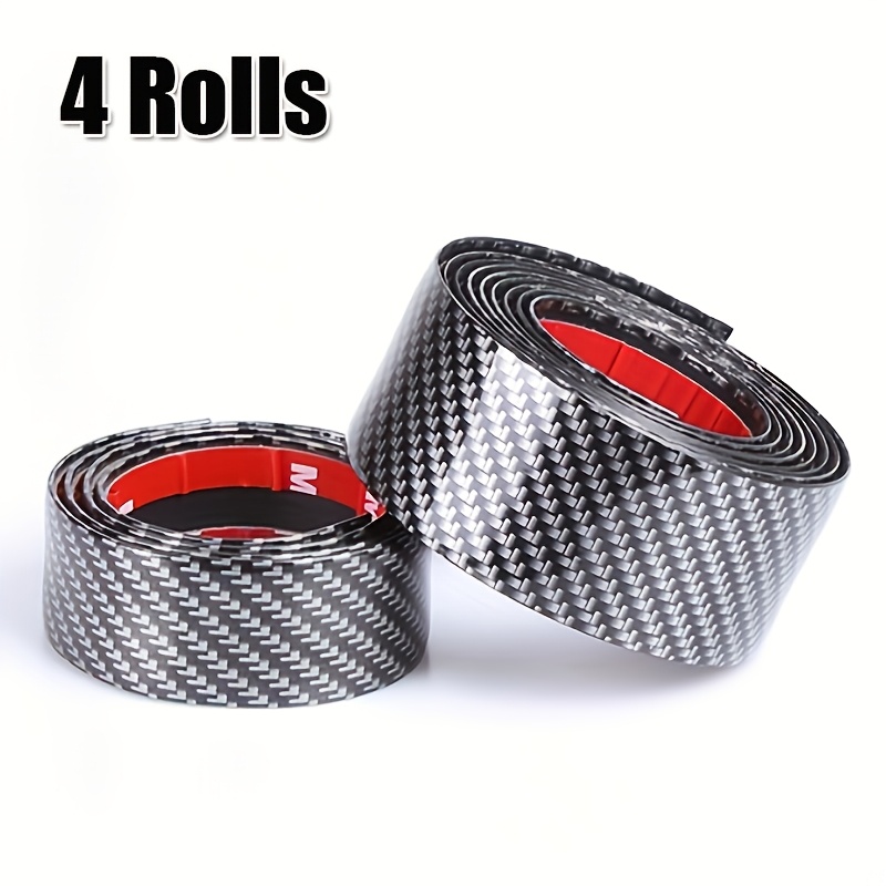 TEMU 4 Rolls Of Car Door Sill Stickers, Size 3cm X 1m, Universal Carbon Fiber Pedal Trim, Anti-collision And Trunk Protection Stickers, Car Additions