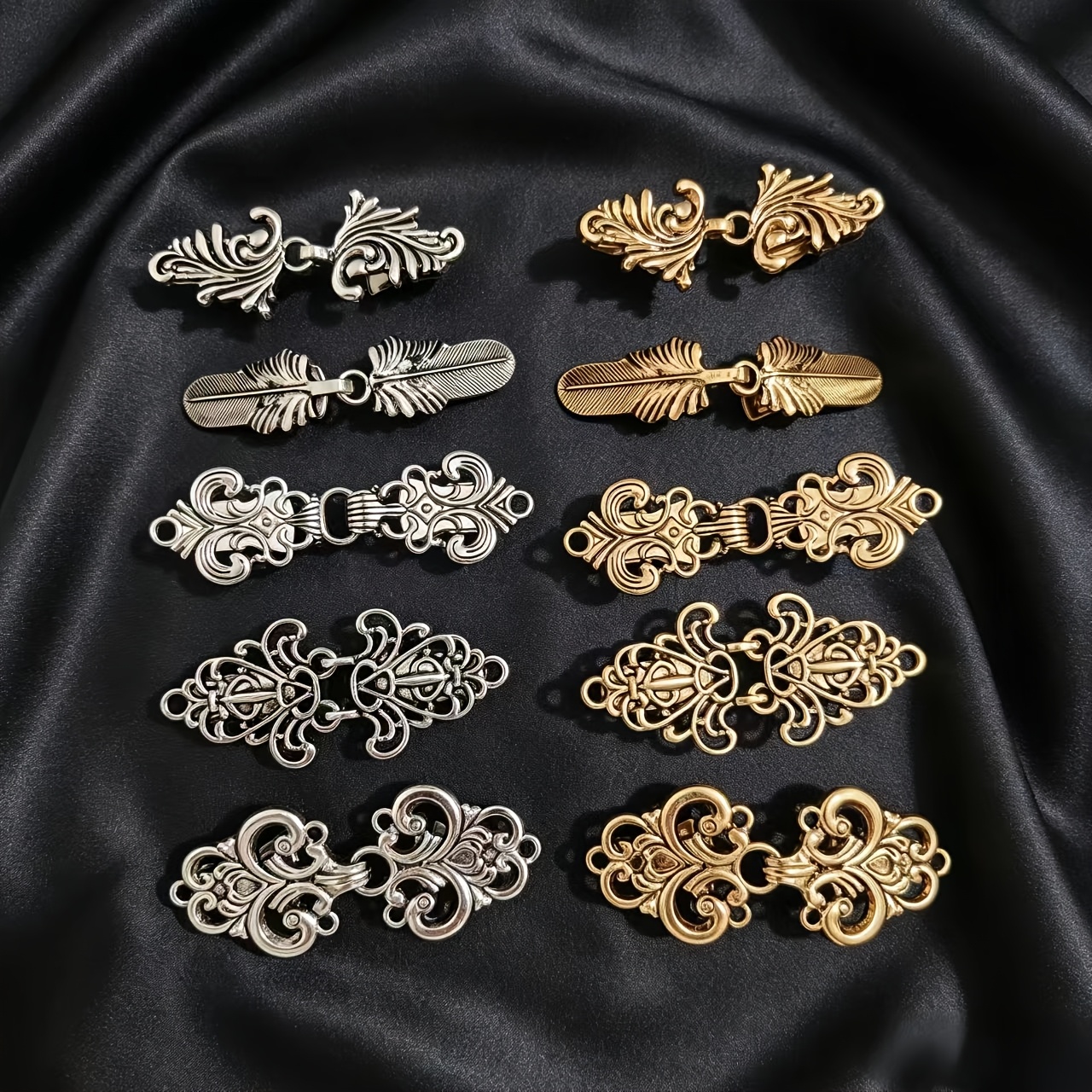 TEMU 5/10pcs Decorative Open-front Shirts With Matching Buttons For Men And Women, Gothic Lace Collar Fasteners, Halloween Witch Costume Additions
