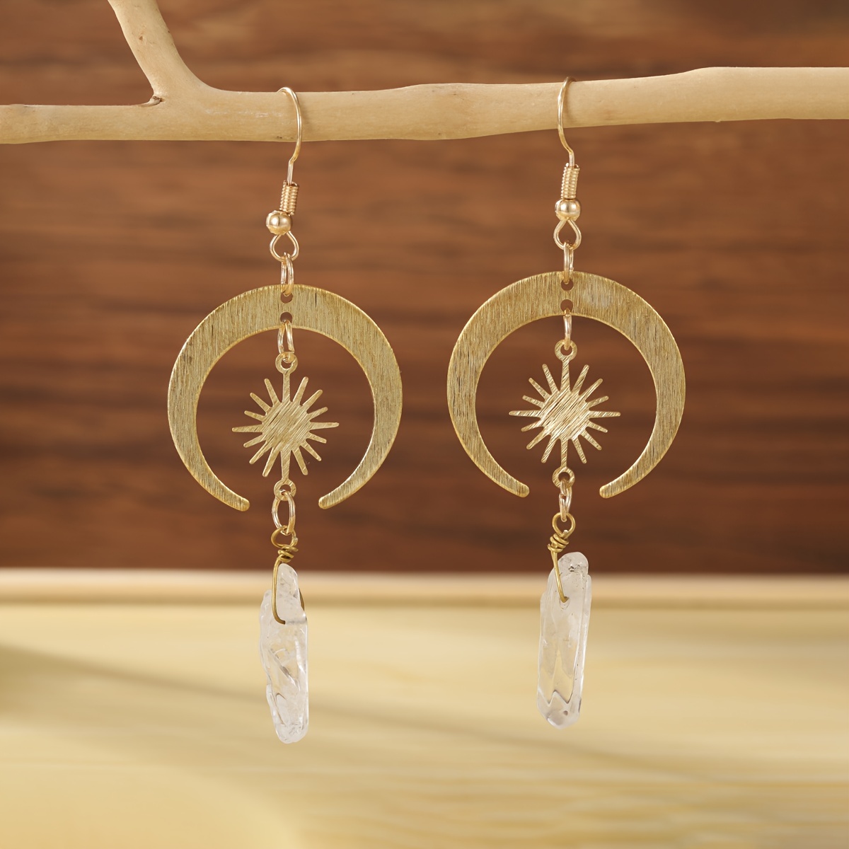 Image of Bohemian Shaped Synthetic Zirconia Pendant Earrings Individual Women's Ear Jewelry Party Gift