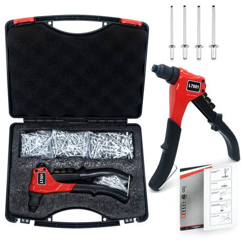 311pcs heavy duty rivet gun kit rivet gun with 310 pcs 4 sizes rivets and 4pcs interchangeable heads professional hand rivet tool for metal projects