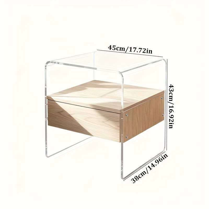 Clear Acrylic Nightstand with Drawer -Transparent Pre-Assembled Bedside Table, Durable Thick Acrylic End Table for Bedroom, Living Room, Dorm & Small Spaces, Modern Minimalist Accent Furniture, Contemporary Decor, Sleek Design, Apartment Dwellers