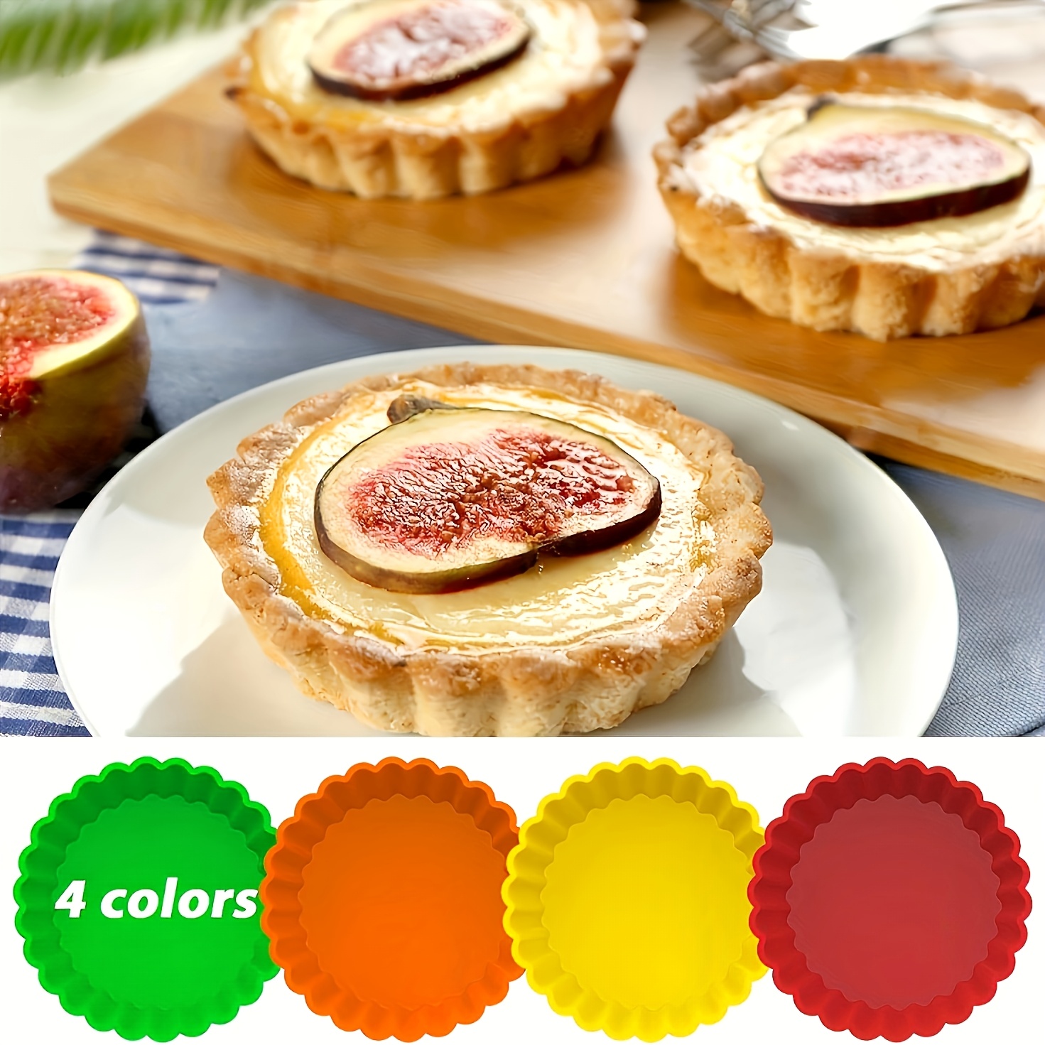 

4/8pcs Silicone Mini Egg Tart Molds, 4-inch Baking Cups For Perfectly Shaped Quiches & Pastries - Oven Safe Kitchen Essentials