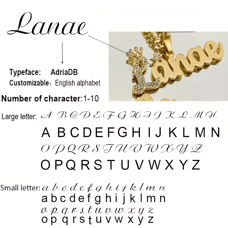 Elegant 18K Gold-Plated Crown Name Pendant Necklace