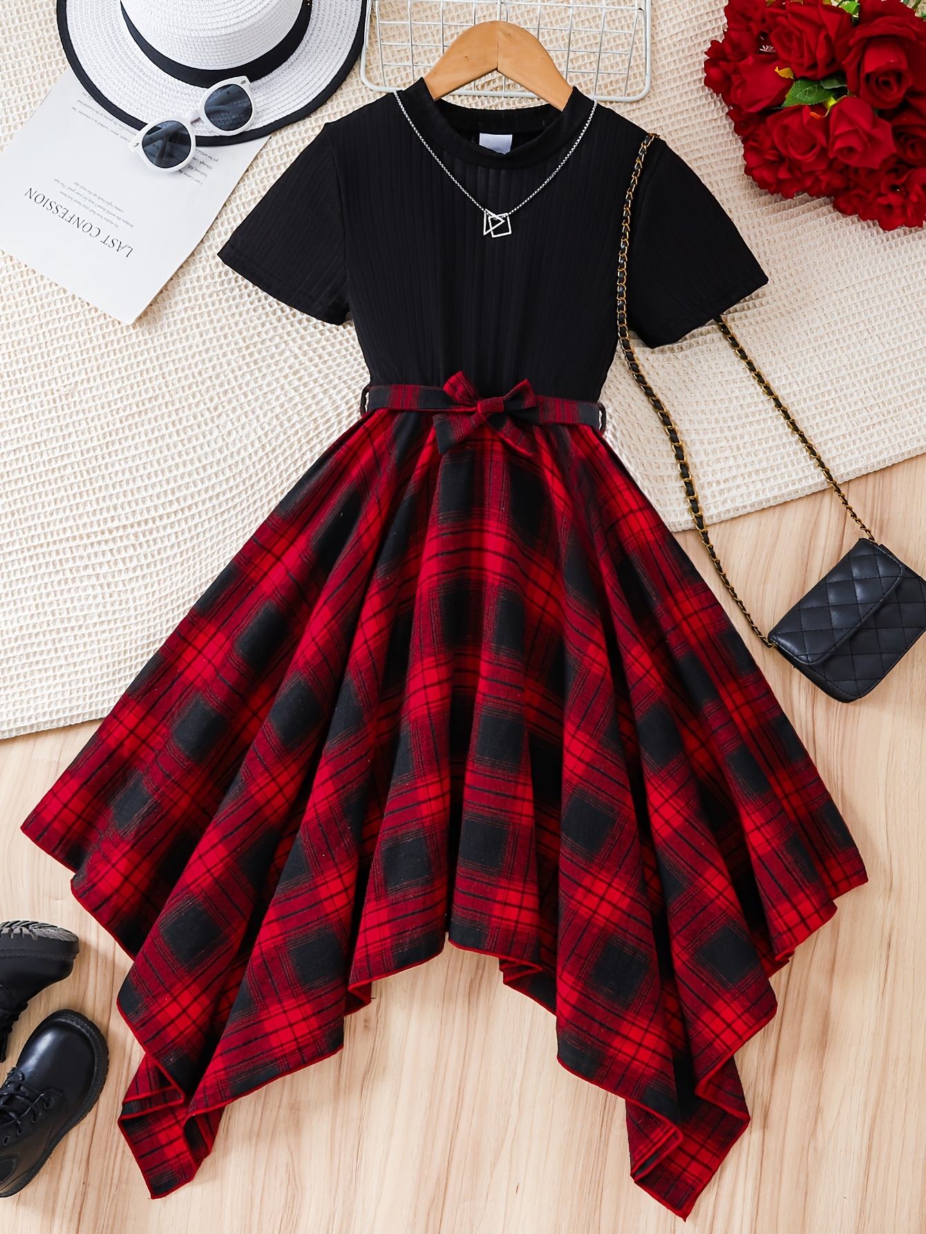 lace up tartan asymmetrical dress Plaid Elegant Evening Party Lace-Up Corset Dress Long Sleeve Autumn Wo –  FashionLoveHunter main image 0