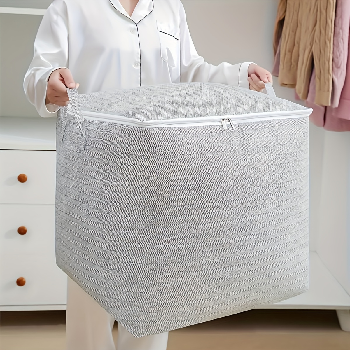 

Large Capacity Storage Bag For Clothes & Quilts - 30l/110l/150l/220l, Bohemian Style, Pvc, Rectangular, Non-waterproof, Multi-purpose Organizer For Moving & Travel