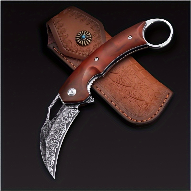 

Damask Folding Knife Vg10 Damascus Steel Pocket Knife Sharp Mushroom Knife Outdoor Knife Gifts For Men