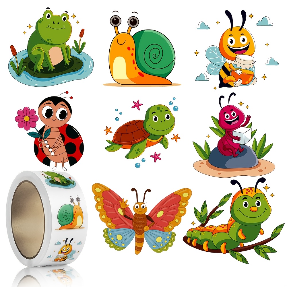 TEMU 500 Stickers/roll, Roll Packaging, Insect-themed Stickers, Suitable For Decoration, Scrapbooking, Journals, Diaries, Stickers, Scrapbook