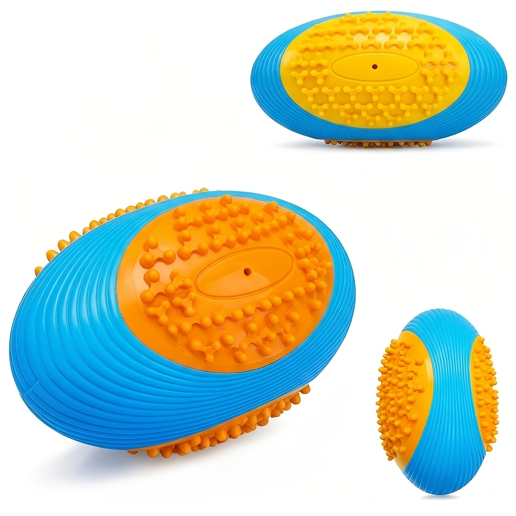 Image of Indestructible Squeaky Dog Toy For Aggressive Chewers - Tough Tpr Dog Toy For Large Medium Dogs - Interactive Water & Pool Toys For Teeth Cleaning