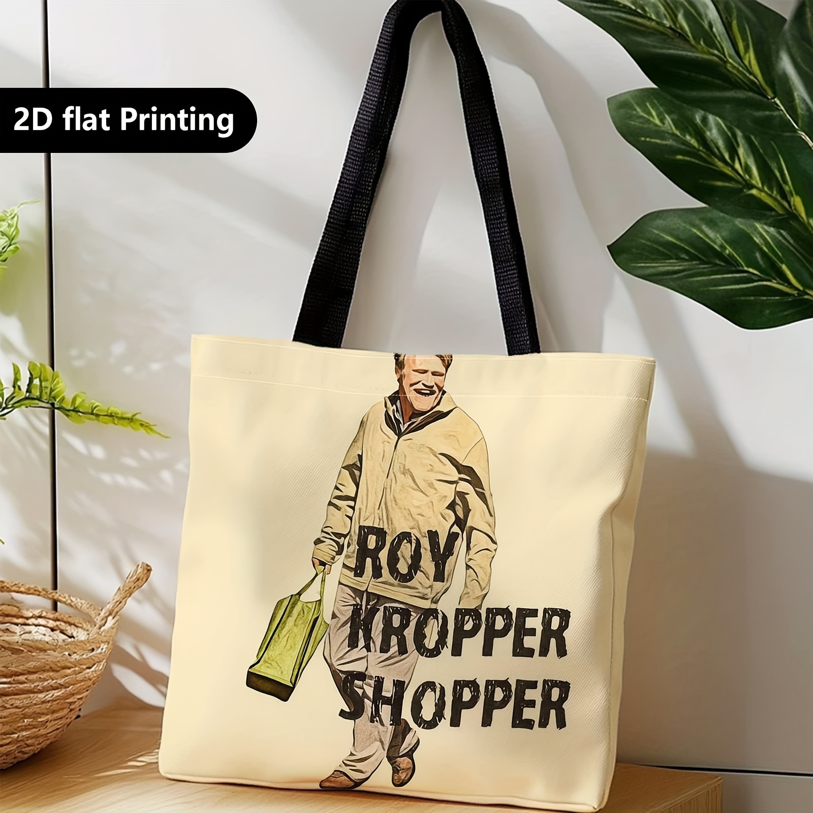 TEMU 1pc A Shopping Bag, A Portable Shoulder And Hand-held Bag, Featuring A Man In A Jacket, Ideal For Shopping. The Roy Kropper Shopper Is Perfect