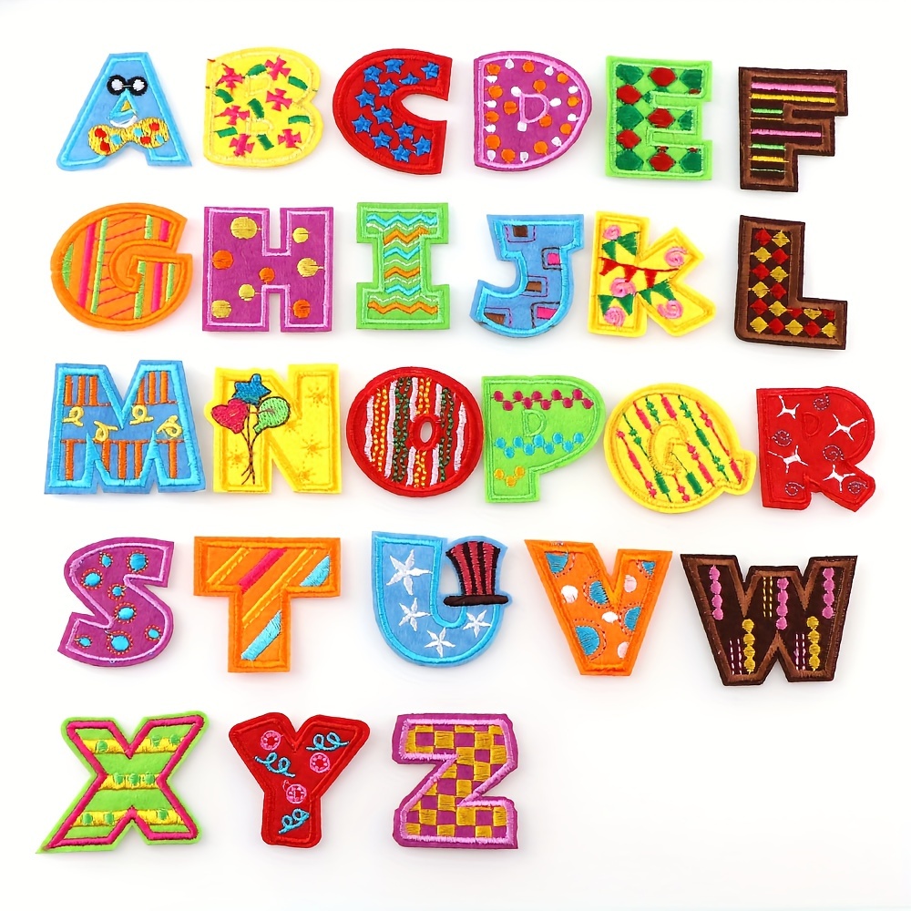 

26pcs Colorful Embroidered Alphabet Patches Set, Decorative Iron-on Letters By Ywli For Diy Clothing, Bags, Hats, And Accessories, Diy Sewing Accessories