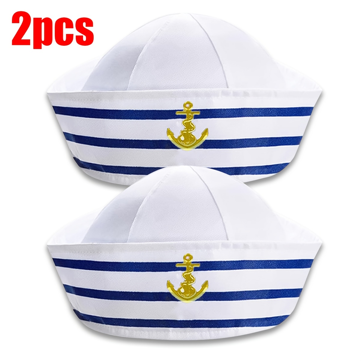 TEMU Lot de 2 chapeaux de marin avec blanc pour jeux de rôle, fêtes, fêtes sur le thème de la , accessoires et ajouts de style