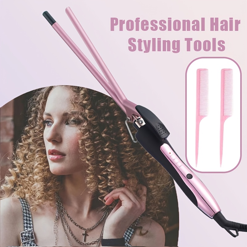 Image of []wool Curls, Professional Deep Wave Curling Iron, Suitable For Fine And Soft Hair, Frizz, Leaves Hair Y, Ceramic Coating