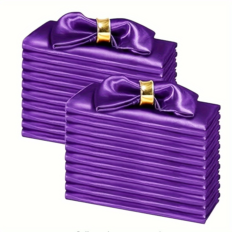 

12/18pcs Elegant Purple Satin Dinner Napkins, X Inches - Silky Cloth Napkins With Detail For Weddings, Banquets, Halloween, Christmas, Thanksgiving Decor, Cloth Dinner Napkins