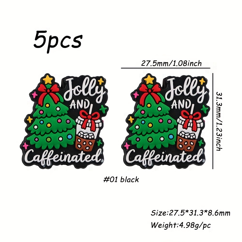 TEMU 5pcs Set, Beads & Bead Assortments, Christmas Style Silicone Beads, Christmas Tree Silicone Beads, Suitable For Diy Handmade Pendant Decoration,