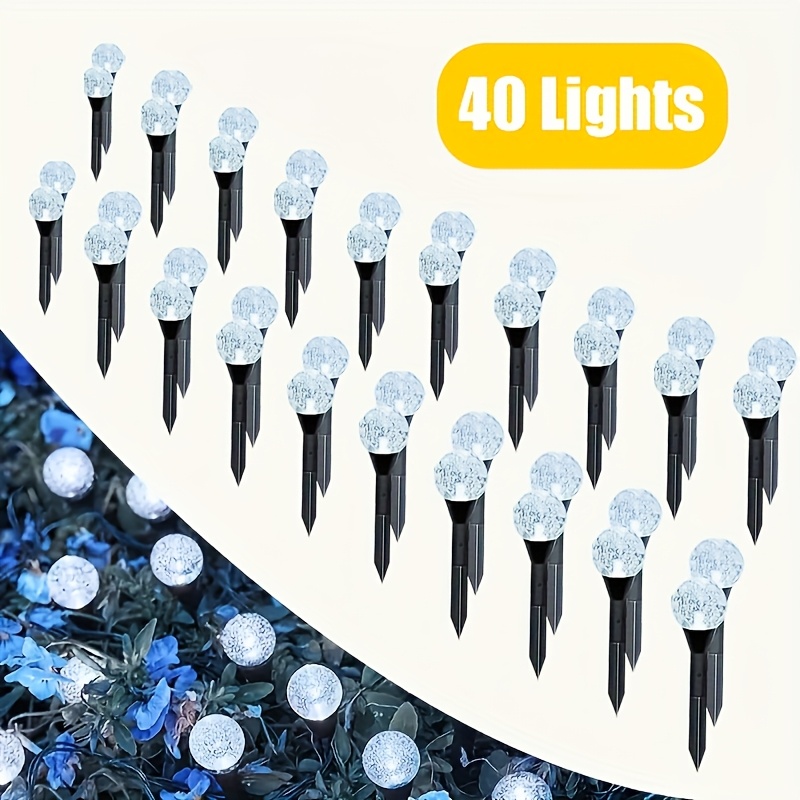 E-shop 40/20/10 LED Solar Gartenleuchten mit Solar Deko Lichtern 8 Beleuchtungsmodi, Tragbare Installation Warmes Licht/Buntes Licht/Weißes Licht