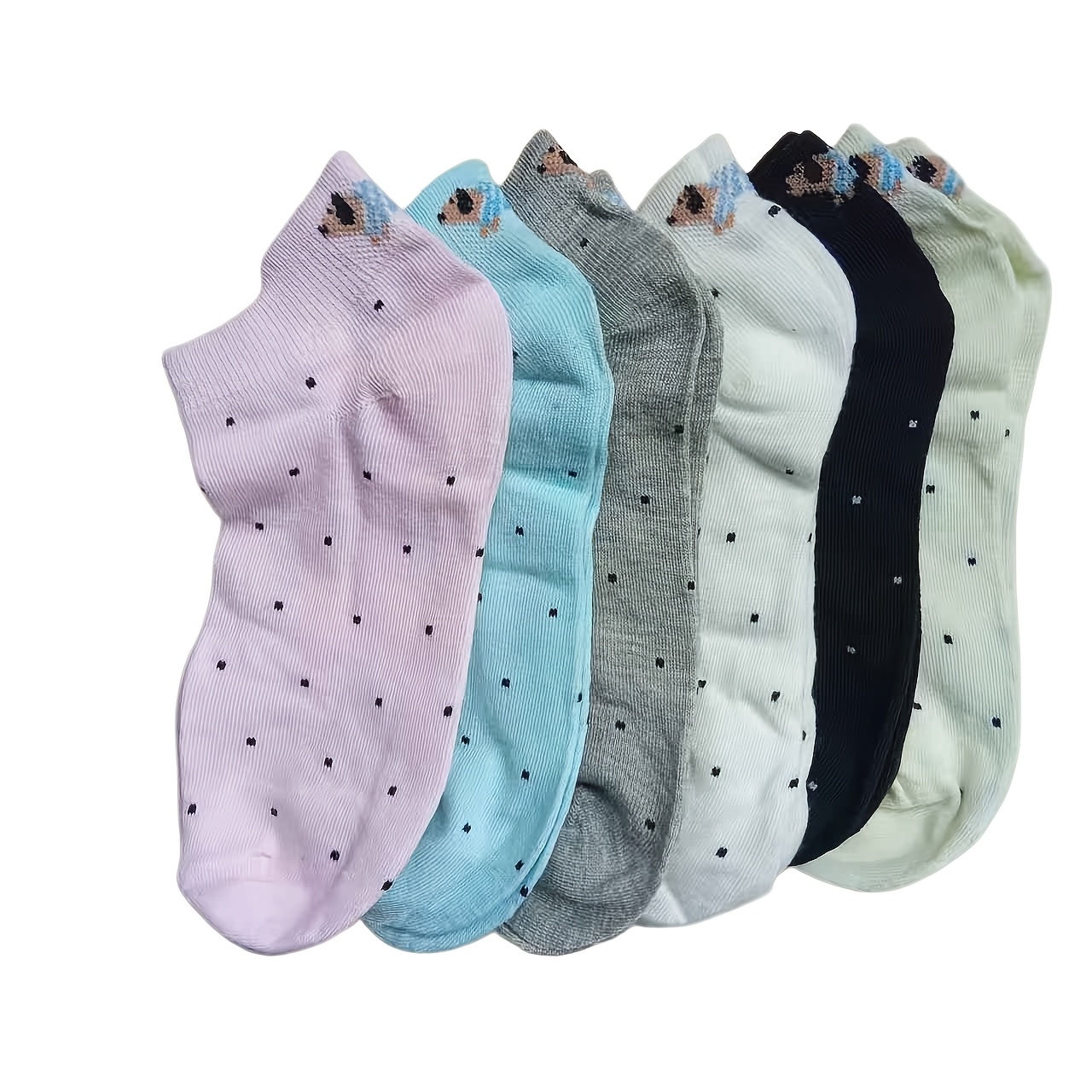 12pcs/6 Pairs Breathable And Comfortable Ankle Socks With Ear Design, Suitable For Casual Outdoor Wear, Style