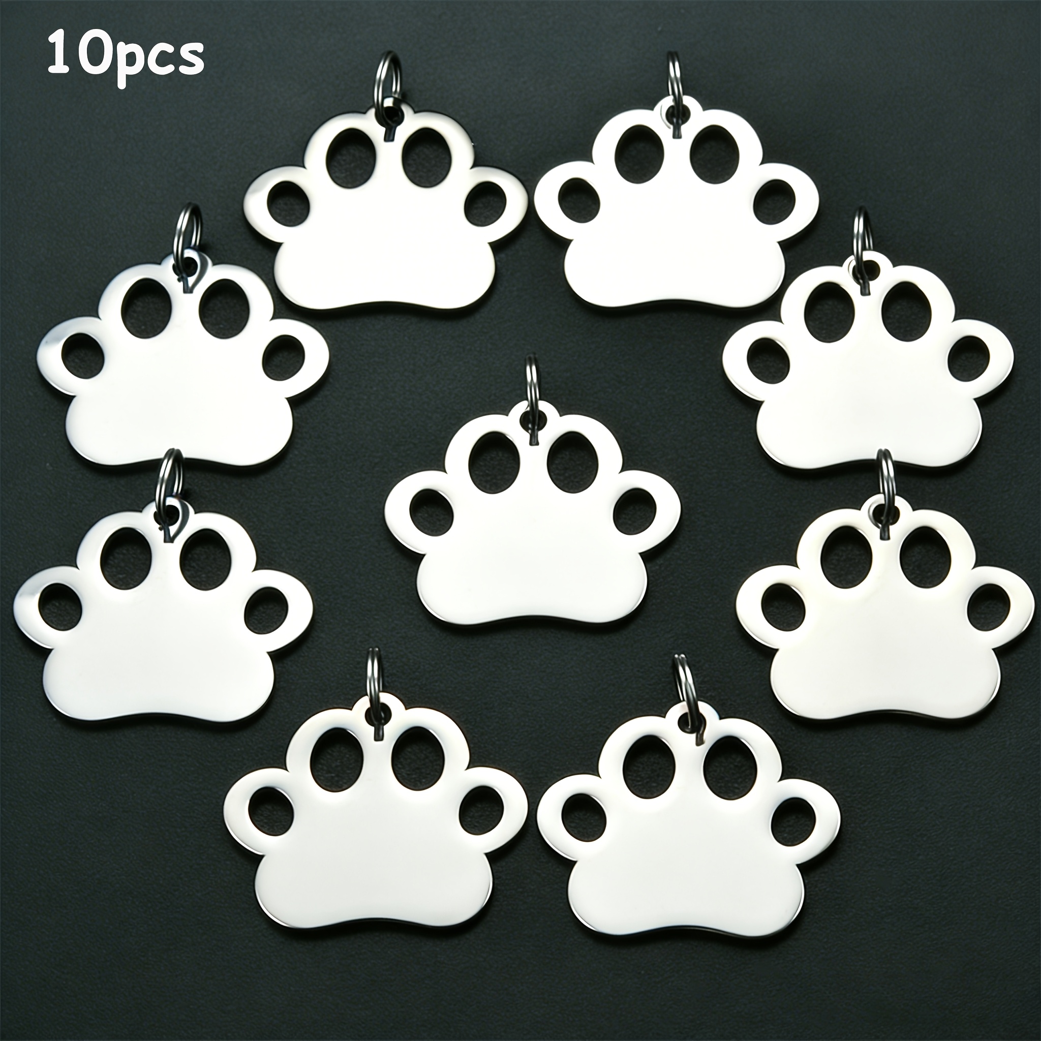 TEMU 5pcs/10pcs Plaque d'identification pour animaux de compagnie de et mignonne, matériau en acier inoxydable, gravée au laser, étiquette anti-perte