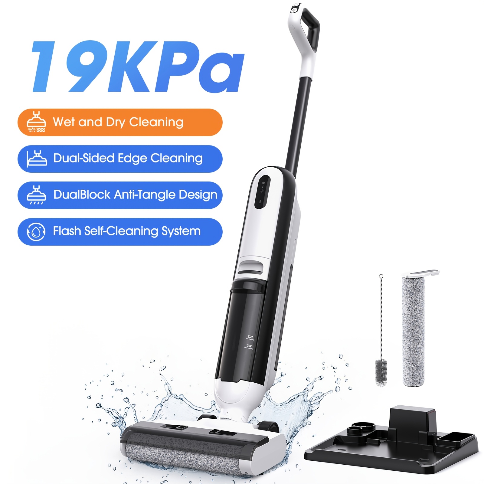 TEMU 19kpa Super Suction, Lubluelu 3-in-1 Cordless Wet Dry Vacuum Cleaner & Mop Combo, Anti- , Dualsided Edge Cleaning, Self-cleaning With 1 Click,