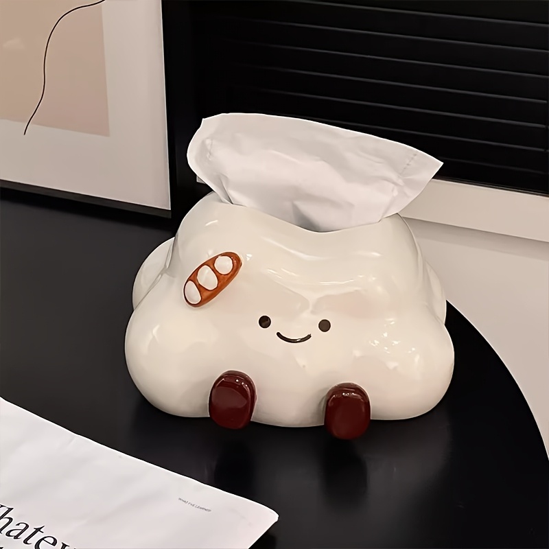 1pc cute cartoon cloud ceramic tissue box cream style   desktop tissue box light luxury high end tissue storage suitable for home decoration living room bedroom tissue storage desktop ornament bathroom tissue box gift Product details 6