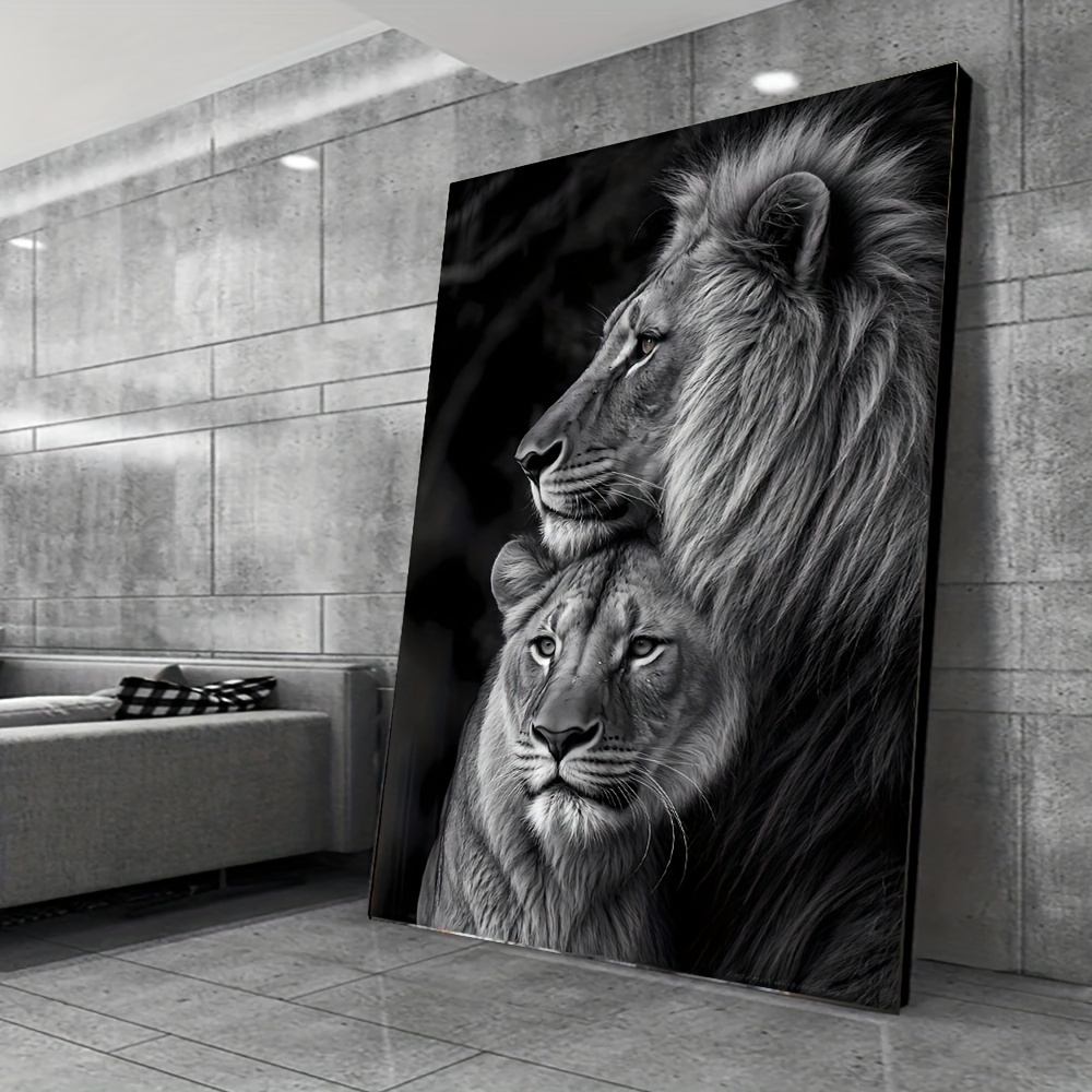 

Frameless Modern Lion Couple Prints: Art Wall Art Canvas Painting For Living Room, Bedroom, And Home Decoration - 31.49" X 47.24" (80cm X 120cm)