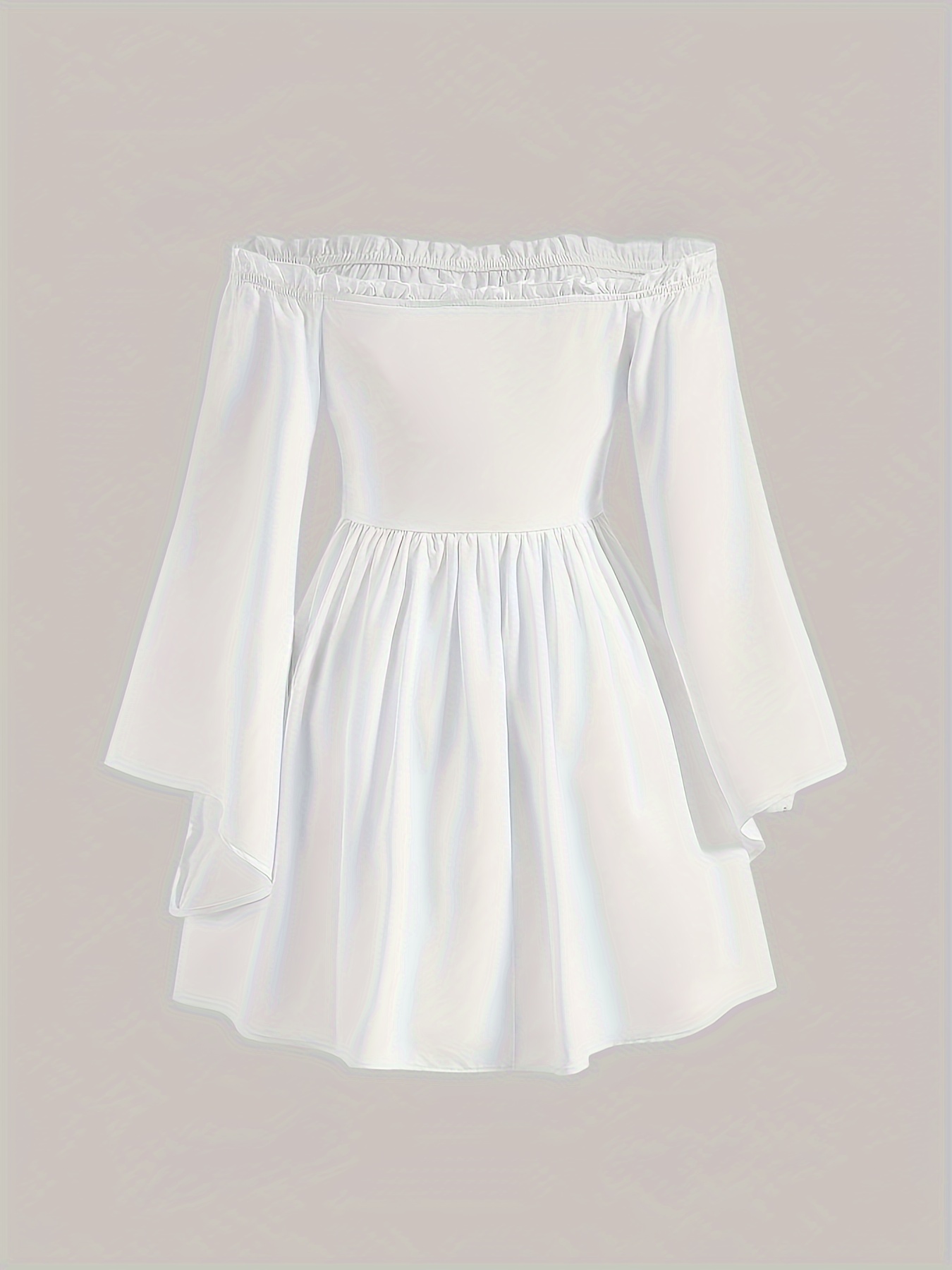 white dress shoulder ruffles flared sleeves featuring a 3 14 - Temu