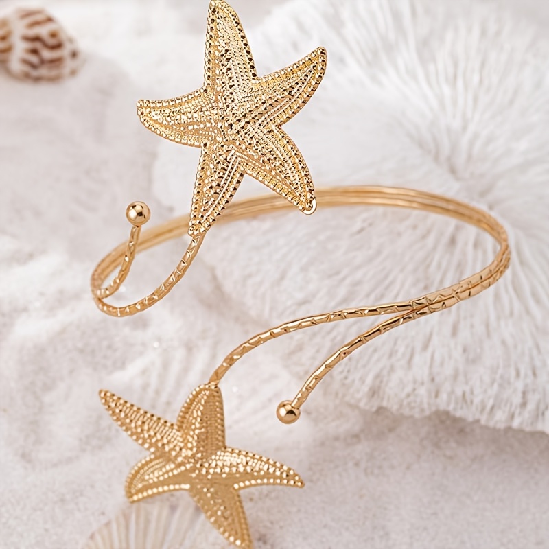 TEMU A Stylish And Elegant Golden Starfish Bracelet, Suitable For Women' Wear, As Well As For Weddings, Parties, Travel, And Vacations