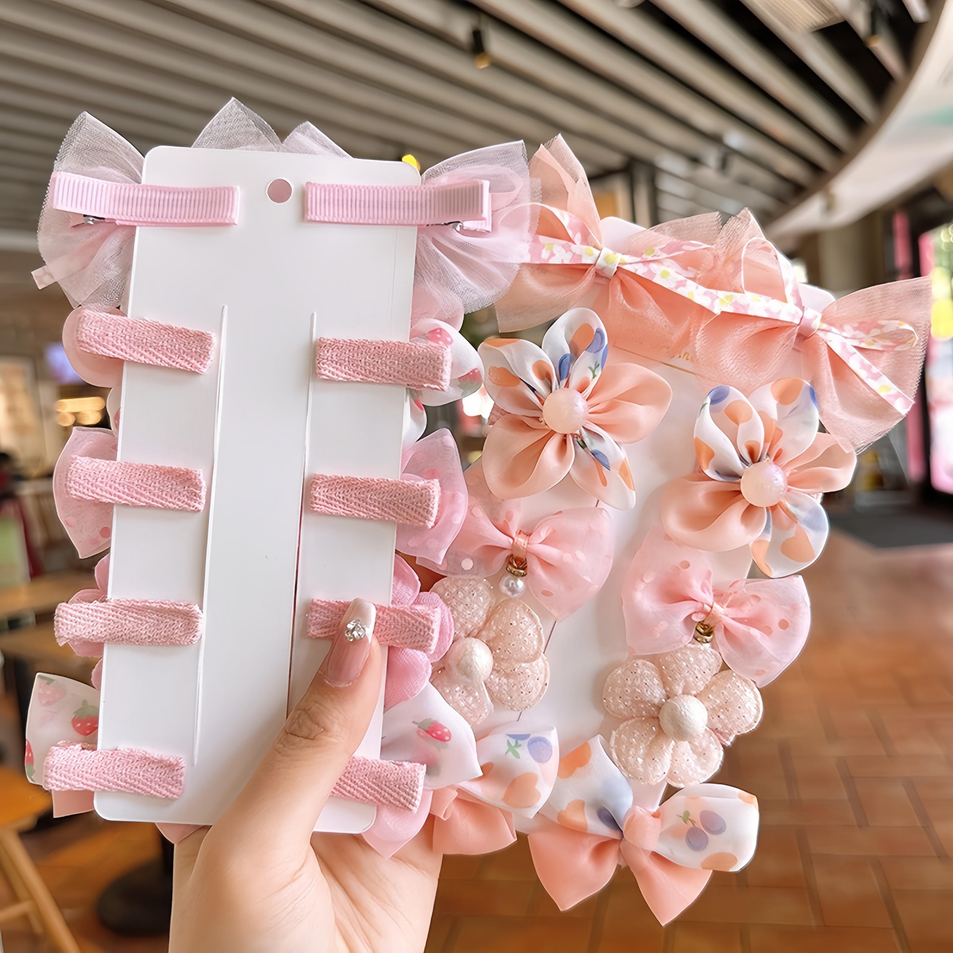 10pcs adorable mixed color flower bow hair clip set for girls   hair stretchy fabric duckbill clips with delicate details   everyday casual wear hair accessories for girls Product details 2