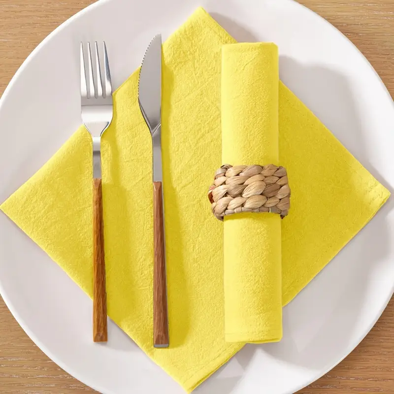 6er-Pack gelbe Servietten, rustikale waschbare Baumwollservietten, Großpackung mit 6 Stück, 17&*; x 17&*;, wiederverwendbare Essservietten aus Stoff für Frühling, Ostern, Hochzeit, Brautparty,