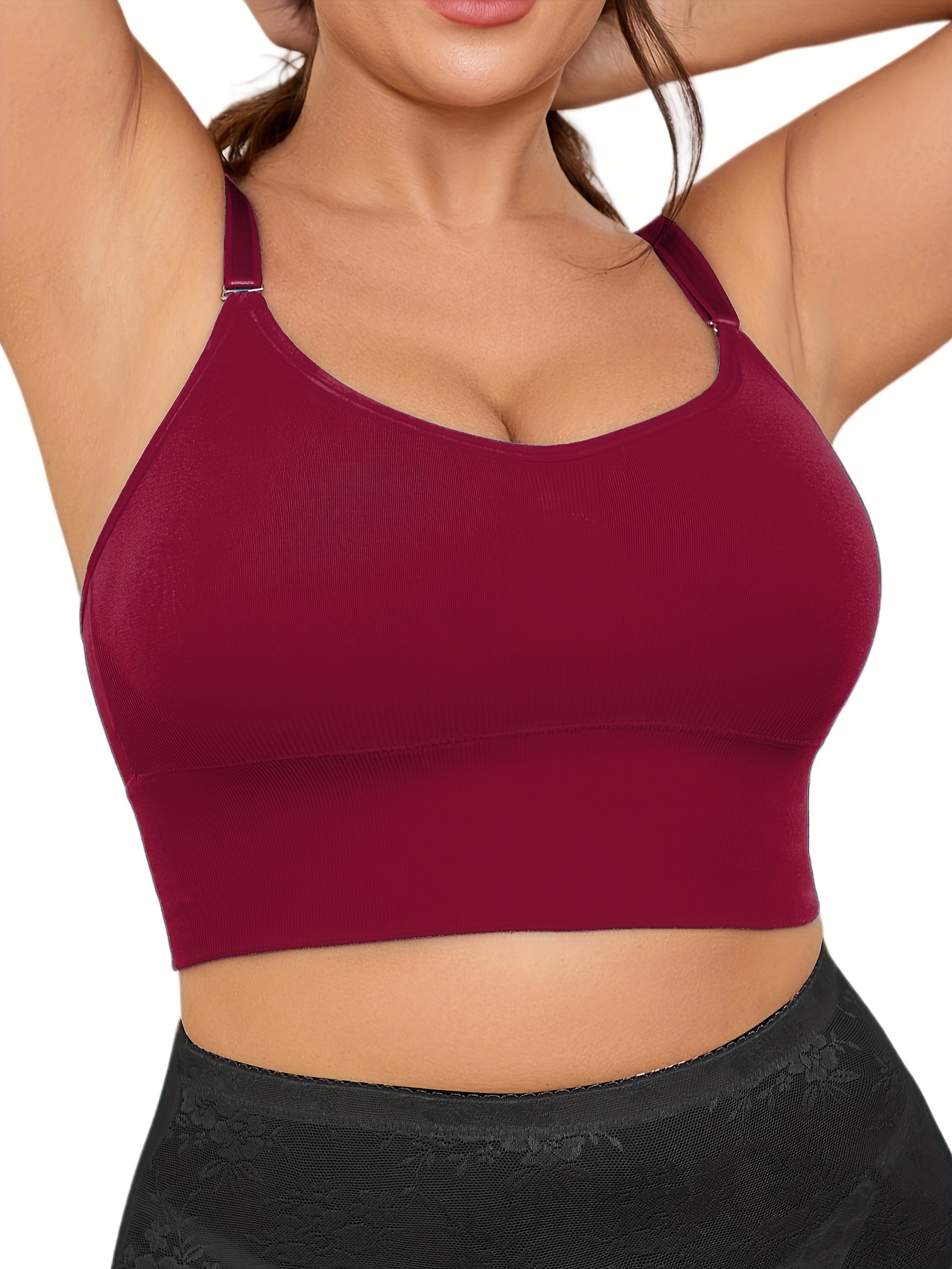 Women's Plus Size Multi-Wear Seamless Wireless High Support Sports Bra, Adjustable Straps, Removable Chest Pads Workout Bra