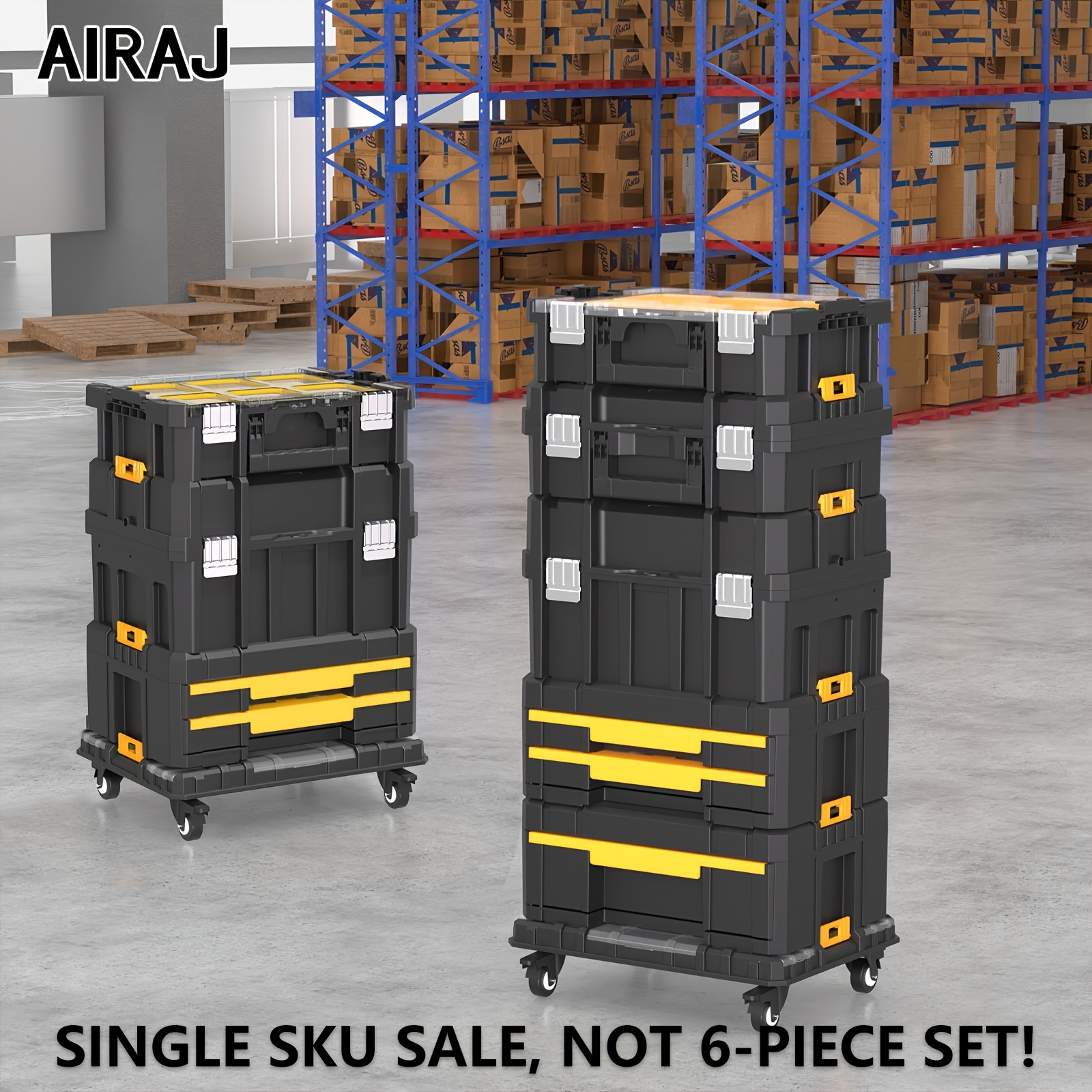   tiered stackable rolling toolbox with wheels large capacity space saving design for   organization ideal for garage storage  s toolbox for garage   organizer sleek toolbox durable plastic construction 0