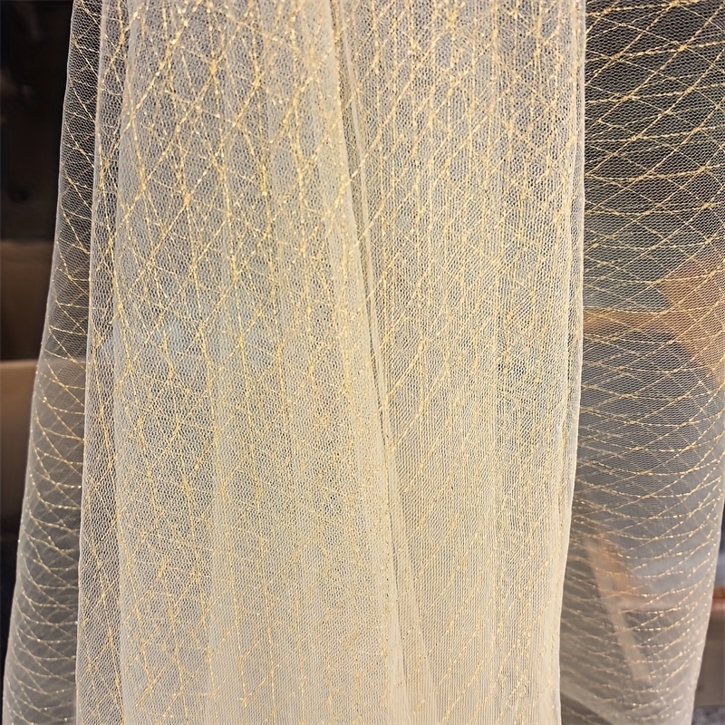 TEMU 1pc 59x19.68inch Mesh Fabric - Tulle Fabric For Crafts, Table Decoration, Hand Wash , Line Detailing, Polyester Fabric, Dimensional Crafting